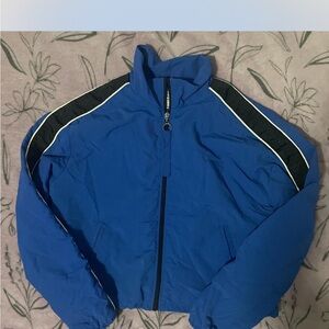 Jane Ashley Blue Bomber Jacket with Black Accents